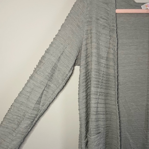Gray Textured Lularoe Sarah Long Cardigan - Picture 3 of 8